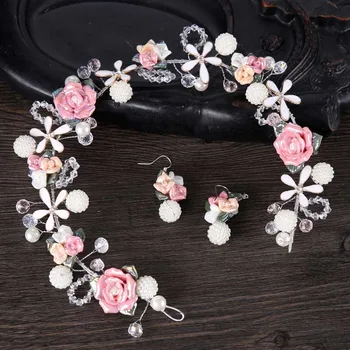 Baroque High Quality Fashion Bridal Continental Tiaras Ceramic Flower Headbands with Earrings Handmade Wedding Hair Accessories
Baroque High Quality Fashion Bridal Continental Tiaras Ceramic Flower Headbands with Earrings Handmade Wedding Hair Accessories