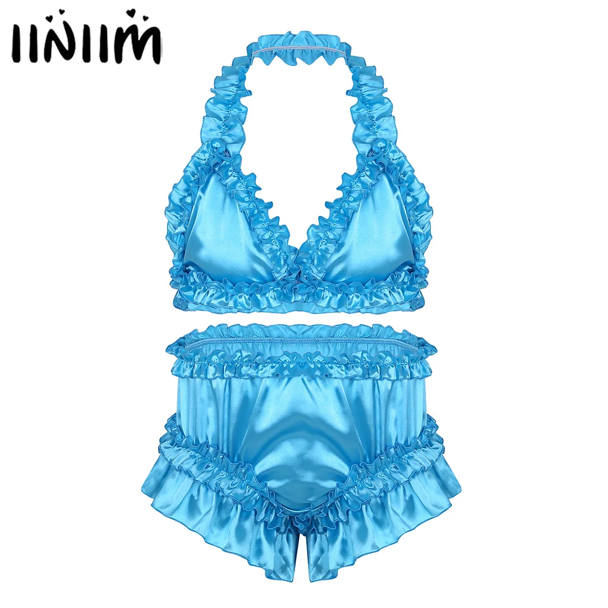 iiniim Mens Satin Frilly Ruffled Lingerie Set Sexy Gay Panties Full Cut Bra Tops with Knickers Bloomers Briefs Sissy Underwear
iiniim Mens Satin Frilly Ruffled Lingerie Set Sexy Gay Panties Full Cut Bra Tops with Knickers Bloomers Briefs Sissy Underwear