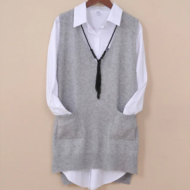 2019 autumn Cashmere sleeveless vest sweater women pocket Split mid-length v-nect Casual Knitted Pullover
2019 autumn Cashmere sleeveless vest sweater women pocket Split mid-length v-nect Casual Knitted Pullover