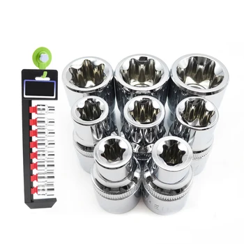 Hangable 8Pcs 1/2 Inch Torx Star Socket Set E Type E10 E11 E12 E14 E16 E20 E22 E24Hand Repair Tools 
Hangable 8Pcs 1/2 Inch Torx Star Socket Set E Type E10 E11 E12 E14 E16 E20 E22 E24Hand Repair Tools