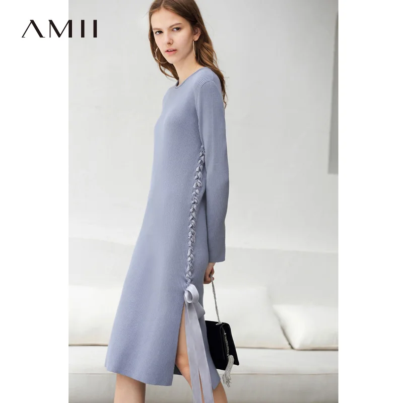Amii Women Minimalist 2018 Autumn Dress Office Lady Chic Lace Cross Knitted Female Dresses
Amii Women Minimalist 2018 Autumn Dress Office Lady Chic Lace Cross Knitted Female Dresses