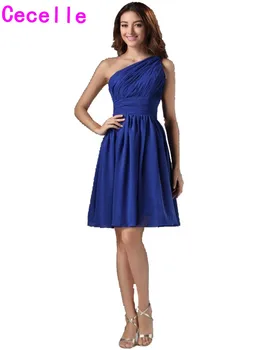 One Shoulder Royal Blue Short Bridesmaid Dresses With Straps Pleats Chiffon Knee Length Informal Cute Beach Wedding Party Dress
One Shoulder Royal Blue Short Bridesmaid Dresses With Straps Pleats Chiffon Knee Length Informal Cute Beach Wedding Party Dress