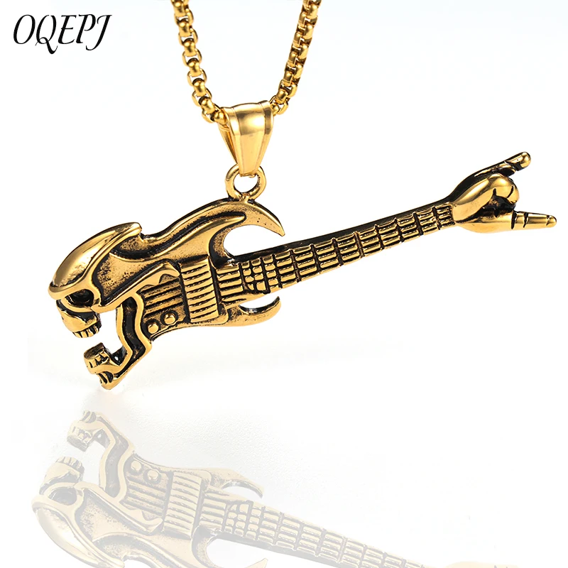 OQEPJ Hip Hop Rock Skull Guitar Victory Gesture Necklace Pendant 316L Stainless Steel Men Necklaces Gold Silver Color Jewelry
OQEPJ Hip Hop Rock Skull Guitar Victory Gesture Necklace Pendant 316L Stainless Steel Men Necklaces Gold Silver Color Jewelry