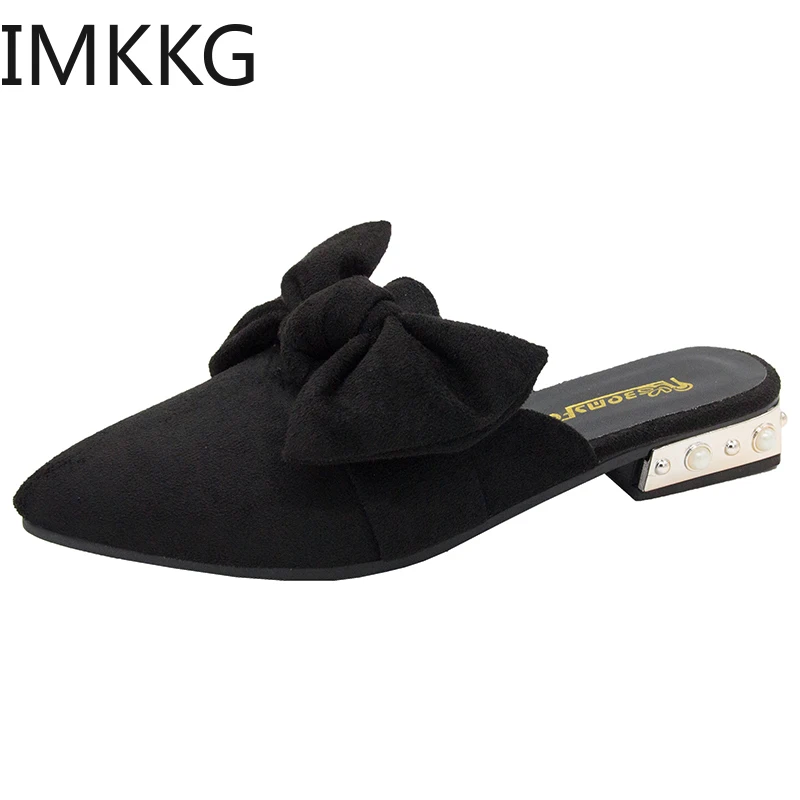 Women Slippers Flock Bowtie Female Mules Fashion Low Heels Shoes Pointed Toe Ladies Plus Size Elegant Woman Slipper Q00220
Women Slippers Flock Bowtie Female Mules Fashion Low Heels Shoes Pointed Toe Ladies Plus Size Elegant Woman Slipper Q00220