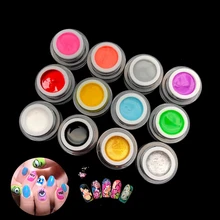 Mizhse 3d 네일 아트 페인트 컬러 젤 diy 네일 아트 컬러 그리기 아크릴 컬러 uv 젤 팁 12 색 페인팅 젤 네일 핫(China)