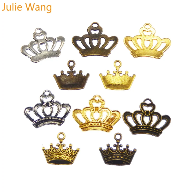 Julie Wang 12PCS Mixed Crown Charms Alloy Necklace Bracelet Pendant Jewelry Making Earring Handcrafts Finding DIY Accessory | Украшения и