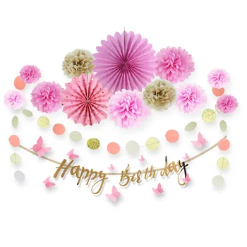 15pcs Birthday Party Decoration Kit Happy Birthday Banner Circle Garland 3D Butterfly Wall Stickers Paper Fans Tissue Pom Poms
15pcs Birthday Party Decoration Kit Happy Birthday Banner Circle Garland 3D Butterfly Wall Stickers Paper Fans Tissue Pom Poms