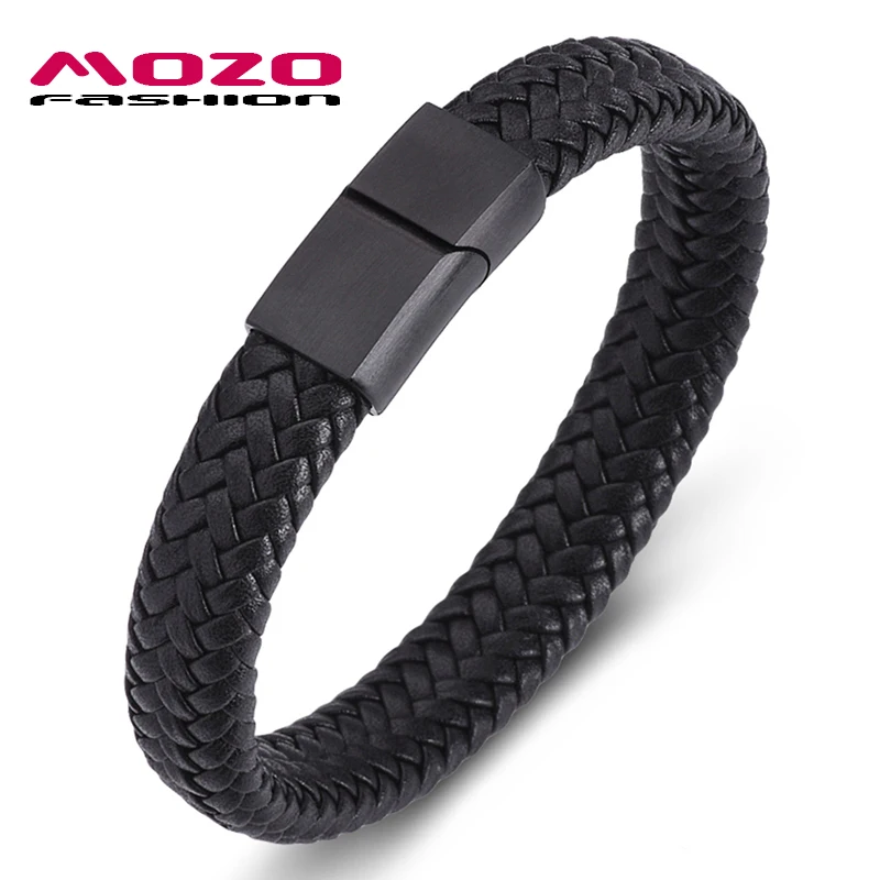 MOZO FASHION 2020 Punk Men Jewelry Black/Brown Braided Leather Bracelet Stainless Steel Magnetic Clasp Women Rrendy Bangles 158
MOZO FASHION 2020 Punk Men Jewelry Black/Brown Braided Leather Bracelet Stainless Steel Magnetic Clasp Women Rrendy Bangles 158