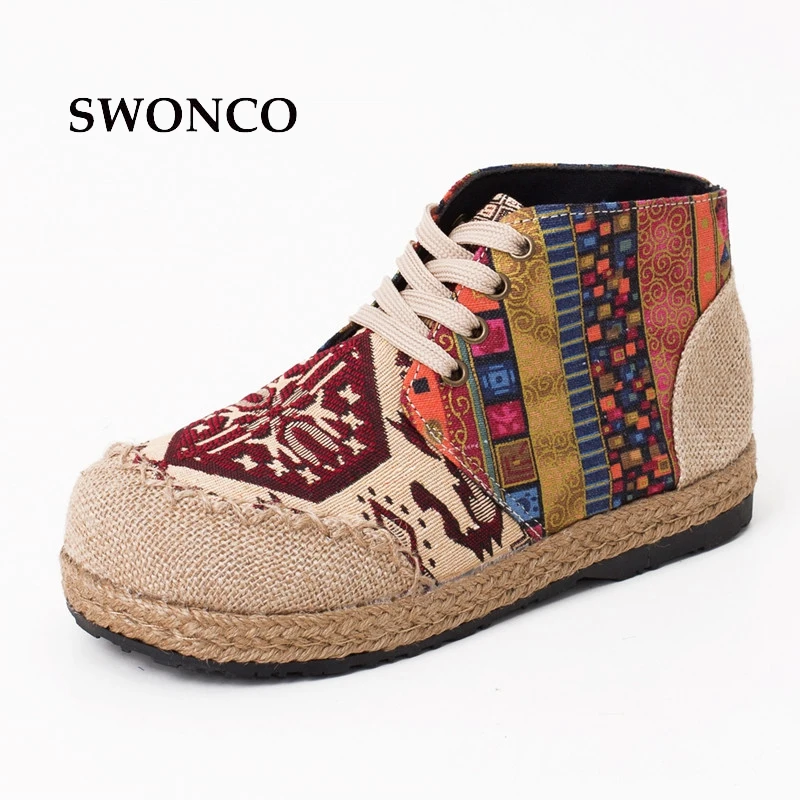 SWONCO Women's Boots 2018 Autumn Breathable Hemp Ladies Shoes Flat Ankle Boots For Women Retro Style Lace Up Casual Woman Shoes
SWONCO Women's Boots 2018 Autumn Breathable Hemp Ladies Shoes Flat Ankle Boots For Women Retro Style Lace Up Casual Woman Shoes