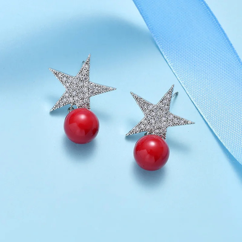 New Romantic Small Silver Crystal Star Hanging Red Pearl Lovely Drop Earrings for Women Party Girlfriend Gift Everyday Jewelry
New Romantic Small Silver Crystal Star Hanging Red Pearl Lovely Drop Earrings for Women Party Girlfriend Gift Everyday Jewelry