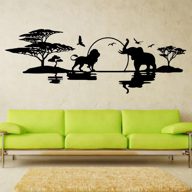 Art design savannah skyline cheap home decoration vinyl Elephants lions birds wall sticker Vinyl house decor landscapes decal
Art design savannah skyline cheap home decoration vinyl Elephants lions birds wall sticker Vinyl house decor landscapes decal