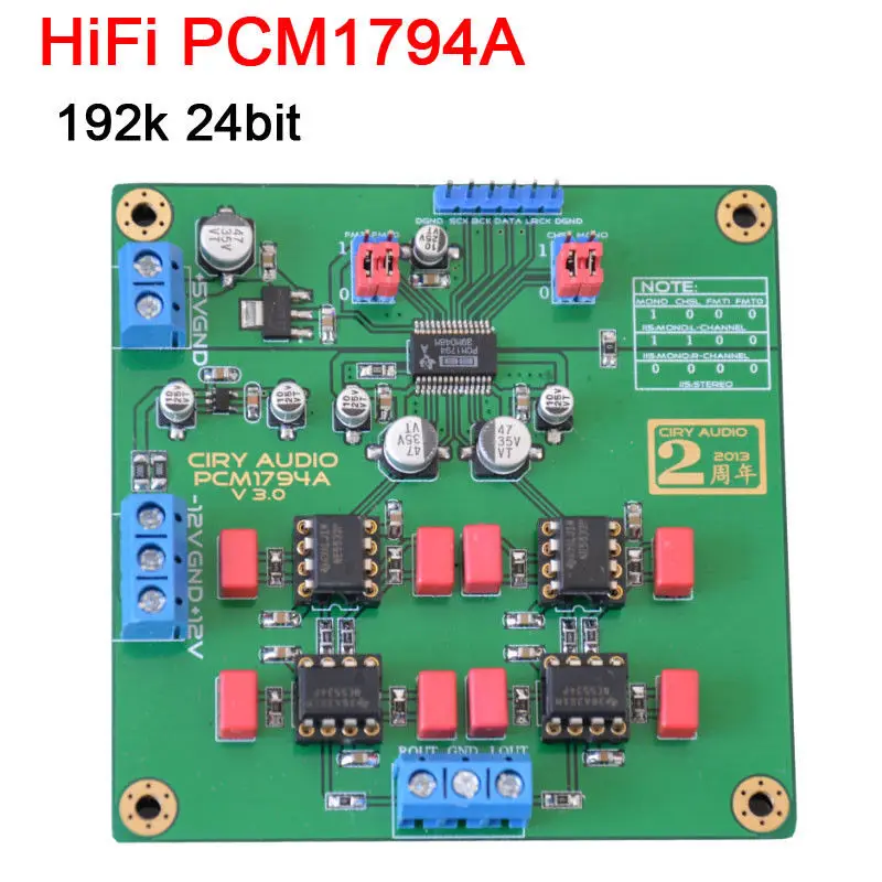 HiFi PCM1794A DAC Decoder module 24bit 192k Gold PCM1794 IIS Audio Digital Module I2S interface NE5532 NE5534
HiFi PCM1794A DAC Decoder module 24bit 192k Gold PCM1794 IIS Audio Digital Module I2S interface NE5532 NE5534