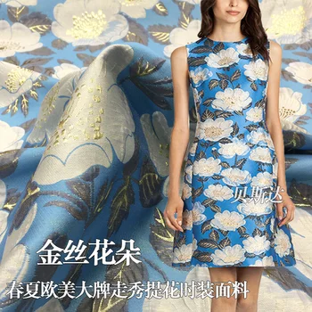 Big show catwalk gold flower clothing jacquard polyester fabric spring and summer high-end dress windbreaker suit fabric
Big show catwalk gold flower clothing jacquard polyester fabric spring and summer high-end dress windbreaker suit fabric