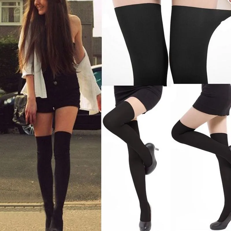 KLV Sexy Womens Black Long Stocking Tinted Sheer False High Pantyhose Cool Girl Black Complexion Patchwork Pantyhose
KLV Sexy Womens Black Long Stocking Tinted Sheer False High Pantyhose Cool Girl Black Complexion Patchwork Pantyhose