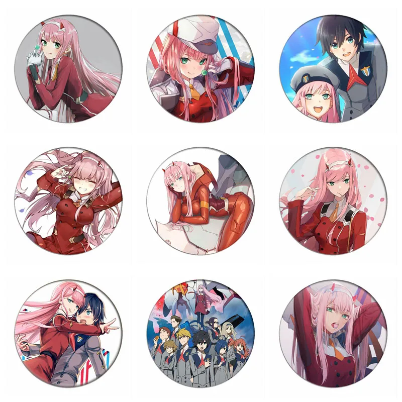 

Game DARLING in the FRANXX Zero Two Cosplay Badge Code 002 Brooch Pins Collection bags Badges for Backpacks Clothes