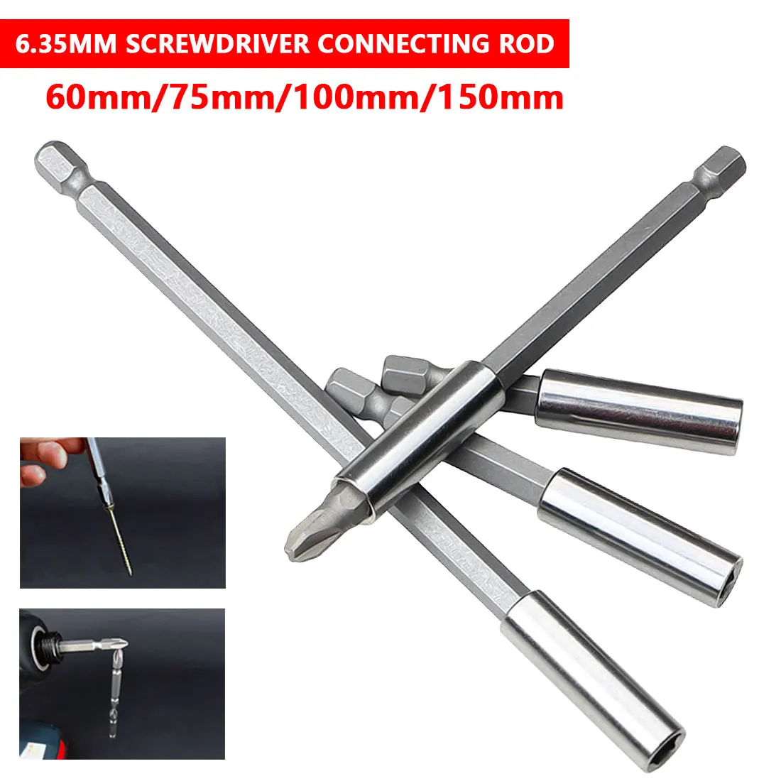 1/4" Hex rod Shank 60/75/100/150mm Long Handle Screwdriver Tip Holder Magnetic Extension Bit Set Extensions Bar Hand Tool Socket
1/4" Hex rod Shank 60/75/100/150mm Long Handle Screwdriver Tip Holder Magnetic Extension Bit Set Extensions Bar Hand Tool Socket