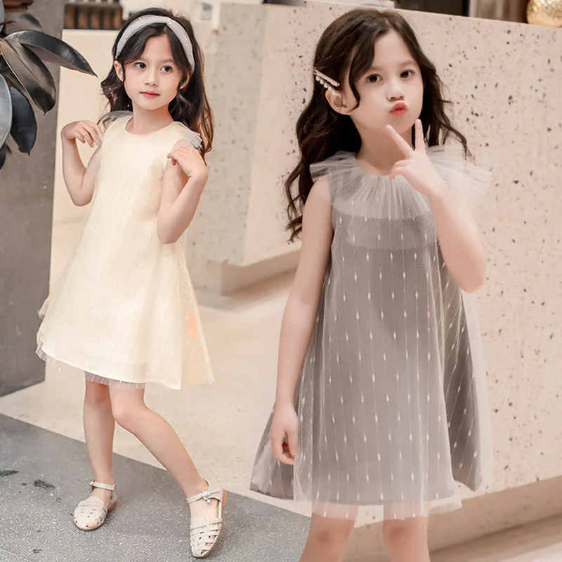 Girls dress children's clothing girls pleated collar sleeveless mesh polka dot princess dress sweet baby skirt children's skirt
Girls dress children's clothing girls pleated collar sleeveless mesh polka dot princess dress sweet baby skirt children's skirt