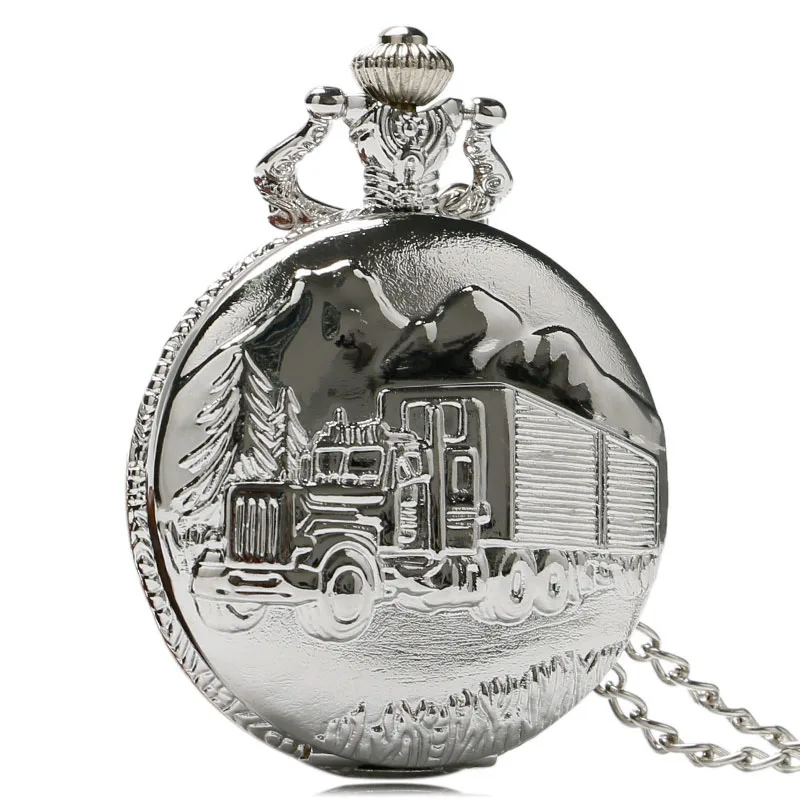 Retro Sliver Big Truck Pattern Pocket Watches Arabic Numerals White Dial Chain Pendant Necklace Clock Gift for Men Women
Retro Sliver Big Truck Pattern Pocket Watches Arabic Numerals White Dial Chain Pendant Necklace Clock Gift for Men Women