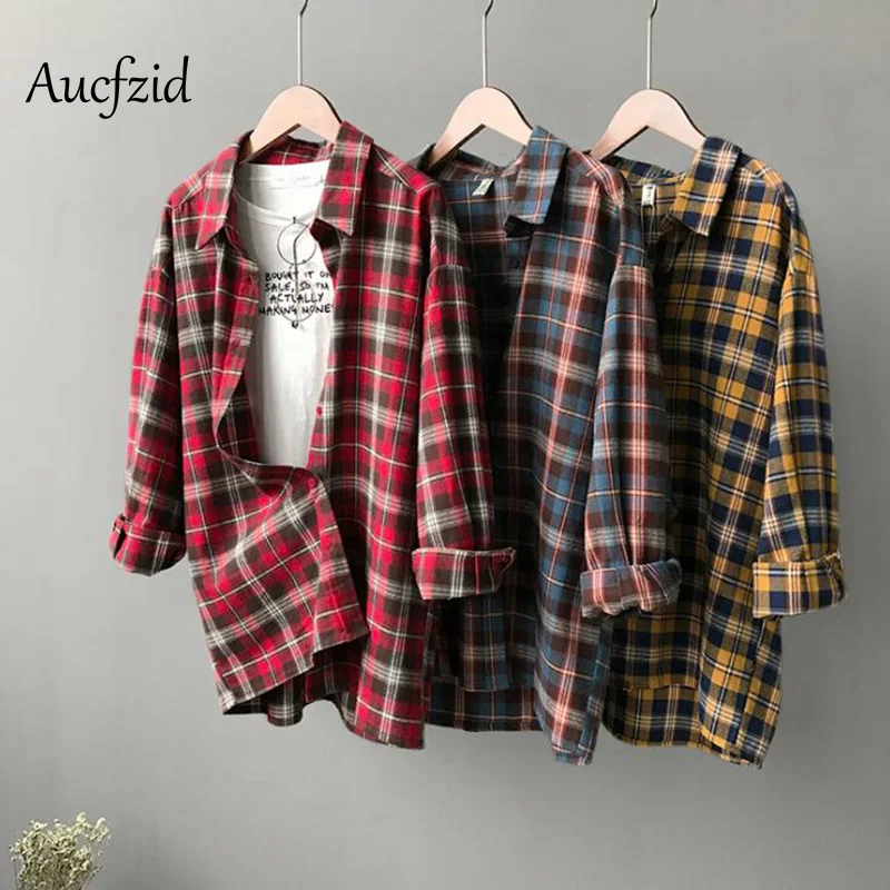 Aucfzid Spring Plaid Shirts Women Oversize Streetwear Blouse Casual Cardigan Shirt Long Coat Vintage Tops A036
Aucfzid Spring Plaid Shirts Women Oversize Streetwear Blouse Casual Cardigan Shirt Long Coat Vintage Tops A036