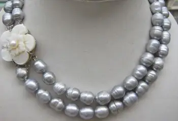 Hot sale new Style >>>beautiful 2 row natural 11-13mm south sea gray baroque pearl necklace 17-18" a
Hot sale new Style >>>beautiful 2 row natural 11-13mm south sea gray baroque pearl necklace 17-18" a