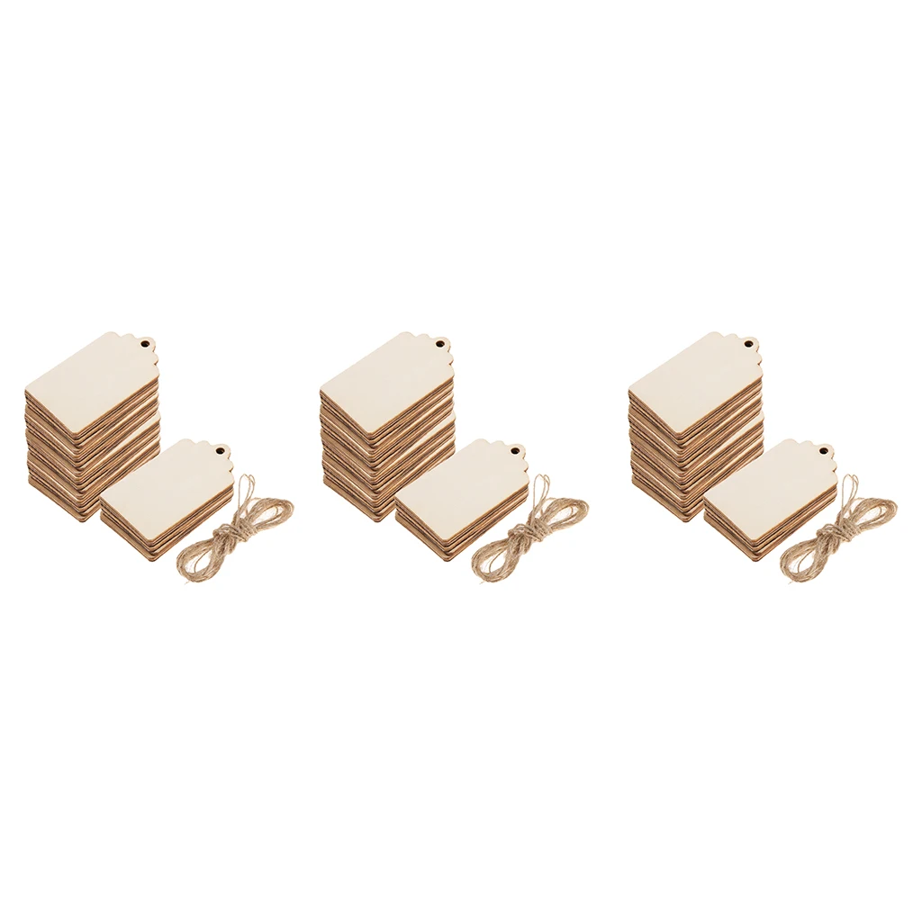 150 Piece Natural Wood Gift Tags Message Boards Wooden Hanging Label Christmas Tree Wish Tree Tags for Wedding Party Decoration