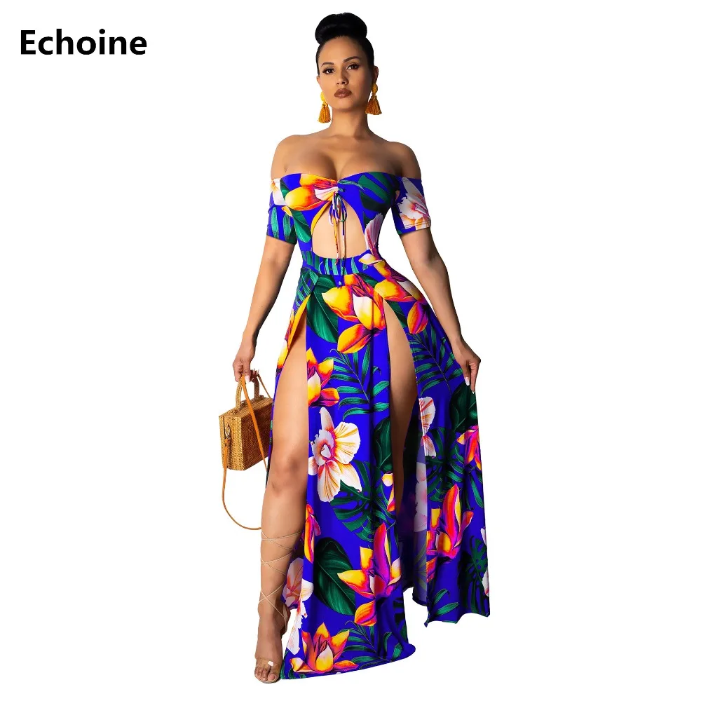 Women Floral Print Maxi Dress Sexy Off-shoulder High Split Long Dress Femme Robe Beach Dress Hollow Out Strapless Vestidos Boho
Women Floral Print Maxi Dress Sexy Off-shoulder High Split Long Dress Femme Robe Beach Dress Hollow Out Strapless Vestidos Boho