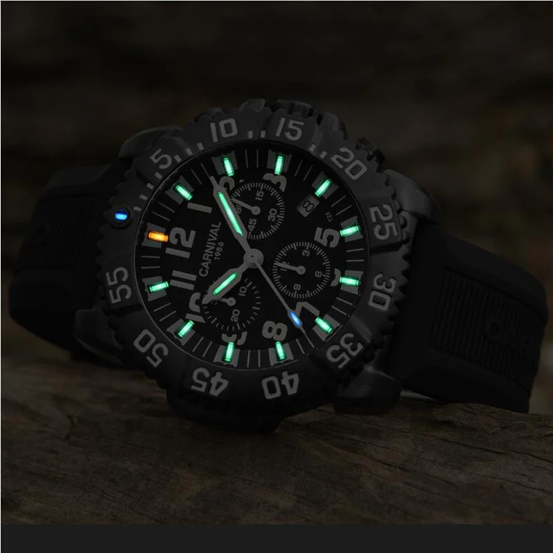 Top Luxury Brand CARNIVAL High quality rubber strap Men Watches Men Sports Clock Waterproof Tritium Luminous Men Quartz Watch
Top Luxury Brand CARNIVAL High quality rubber strap Men Watches Men Sports Clock Waterproof Tritium Luminous Men Quartz Watch
