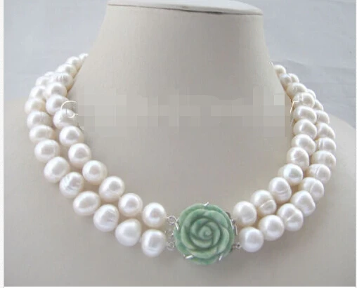 Beautiful 17-18" 2row 14mm white flaw freshwater pearl necklace-flower jade clas
Beautiful 17-18" 2row 14mm white flaw freshwater pearl necklace-flower jade clas