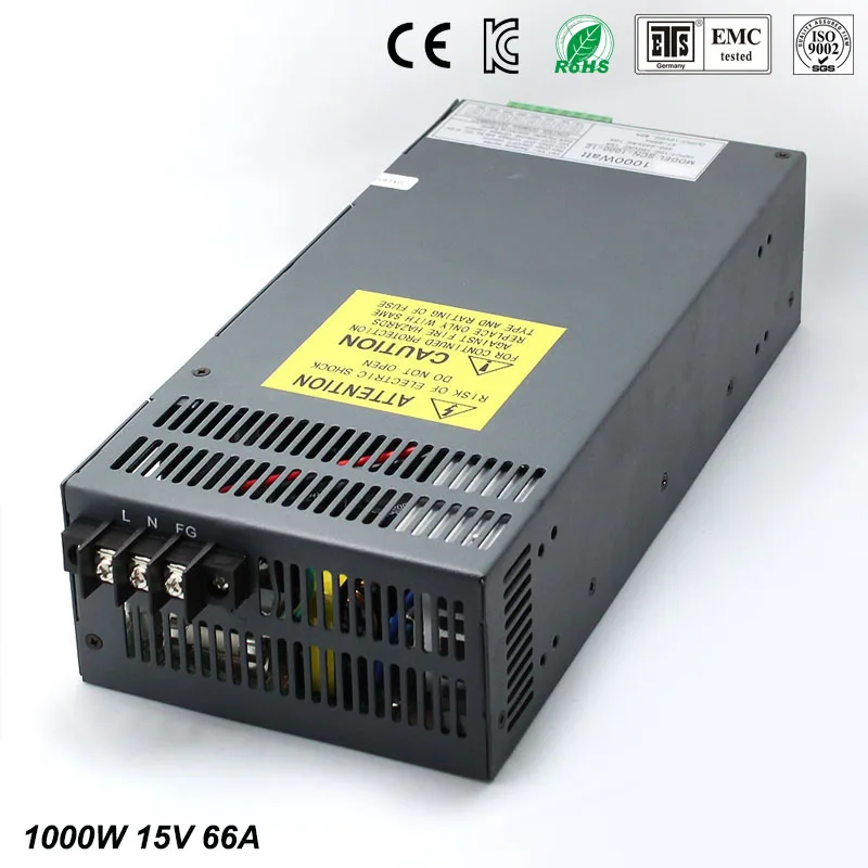 Universal15V 66A 1000W Regulated Switching Power Supply Transformer100-240V AC to DC For LED Strip Light Lighting CNC CCTV MOTOR
Universal15V 66A 1000W Regulated Switching Power Supply Transformer100-240V AC to DC For LED Strip Light Lighting CNC CCTV MOTOR