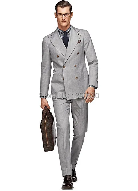 HOT SELLING 100% wool Hand made light grey 2 pieces(jacket+pants) double 6 buttons wide peak lapel business suit
HOT SELLING 100% wool Hand made light grey 2 pieces(jacket+pants) double 6 buttons wide peak lapel business suit