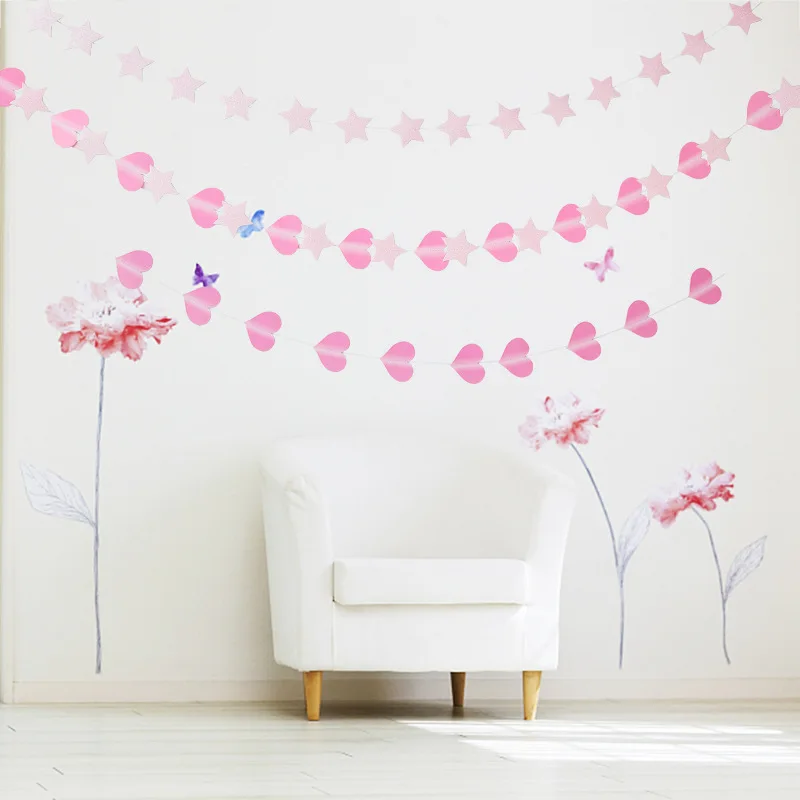Valentine's Day theme party pink heart-shaped stars Ornament Wedding Banner Paper string flags room decor supplies Streamer
Valentine's Day theme party pink heart-shaped stars Ornament Wedding Banner Paper string flags room decor supplies Streamer