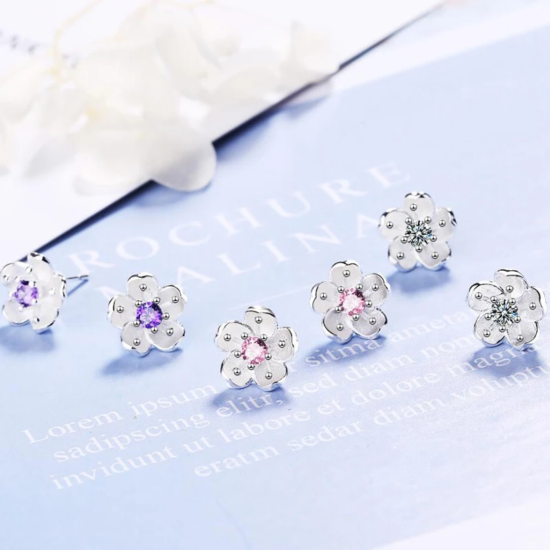 KOFSAC Elegant 925 Silver Earrings For Women Cute/Romantic Cherry Blossoms Zircon Stud Earring Girl Jewelry Party Accessories
KOFSAC Elegant 925 Silver Earrings For Women Cute/Romantic Cherry Blossoms Zircon Stud Earring Girl Jewelry Party Accessories