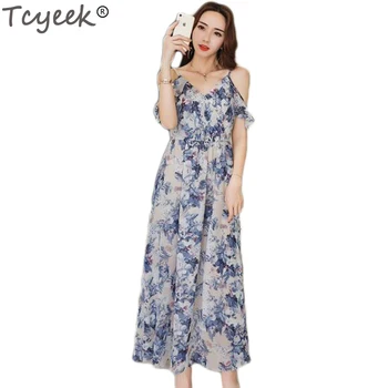Tcyeek 2019 Newest Summer V Neck Women Chiffon Floral Dress Sexy Spaghetti Strap Sandbeach Dew Shoulder Long Dresses LJ119
Tcyeek 2019 Newest Summer V Neck Women Chiffon Floral Dress Sexy Spaghetti Strap Sandbeach Dew Shoulder Long Dresses LJ119