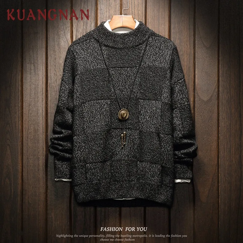 KUANGNAN Solid Plaid Knitted Winter Pullover Men Sweater Man Thick Warm Pull Men Sweater Coat Winter Mens Sweaters 2018 Autumn
KUANGNAN Solid Plaid Knitted Winter Pullover Men Sweater Man Thick Warm Pull Men Sweater Coat Winter Mens Sweaters 2018 Autumn