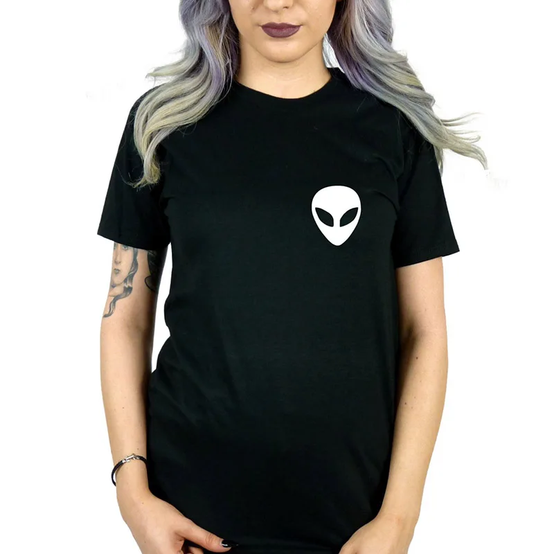 Alien T Shirt Women UFO Short Sleeve T-shirt Casual O Neck Loose Black White High Quality 100% Cotton Soft Female Tops Tee Drop
Alien T Shirt Women UFO Short Sleeve T-shirt Casual O Neck Loose Black White High Quality 100% Cotton Soft Female Tops Tee Drop