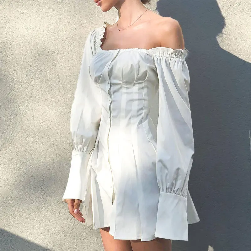 Sexy Off Shoulder White Dress for Women Pullover Shirt Dress Female High Waist Ruched Pleated Mini Dress 2019 Spring NEW Arrival
Sexy Off Shoulder White Dress for Women Pullover Shirt Dress Female High Waist Ruched Pleated Mini Dress 2019 Spring NEW Arrival