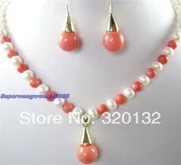 Fashion white pearl red coral necklace earring set 18K white gold plated Jewellery Fast shipping
Fashion white pearl red coral necklace earring set 18K white gold plated Jewellery Fast shipping