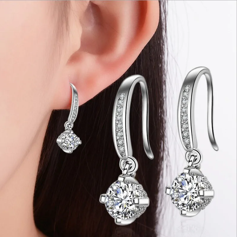 KOFSAC New 925 Sterling Silver Earrings For Women Party Temperament Sweet Shiny Zircon Eardrop Earring Long Ear jewelry Gifts
KOFSAC New 925 Sterling Silver Earrings For Women Party Temperament Sweet Shiny Zircon Eardrop Earring Long Ear jewelry Gifts