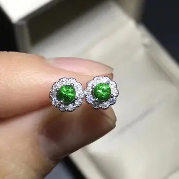 Fidelity natural 3.2mm Tsavorite stud earrings s925 silver Exquisite fine jewelry for women party Natural green gemstone
Fidelity natural 3.2mm Tsavorite stud earrings s925 silver Exquisite fine jewelry for women party Natural green gemstone