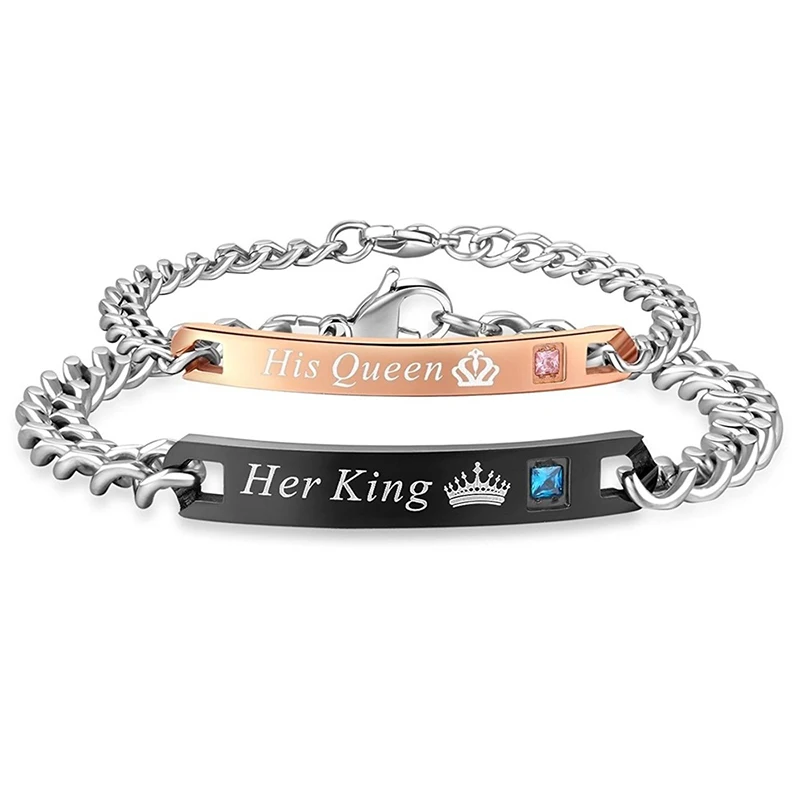 Lover's Charm Bracelet Her King His Queen Women Jewelry Titanium Alloy Rose Golden Color Chain Anniversary Gift
Lover's Charm Bracelet Her King His Queen Women Jewelry Titanium Alloy Rose Golden Color Chain Anniversary Gift