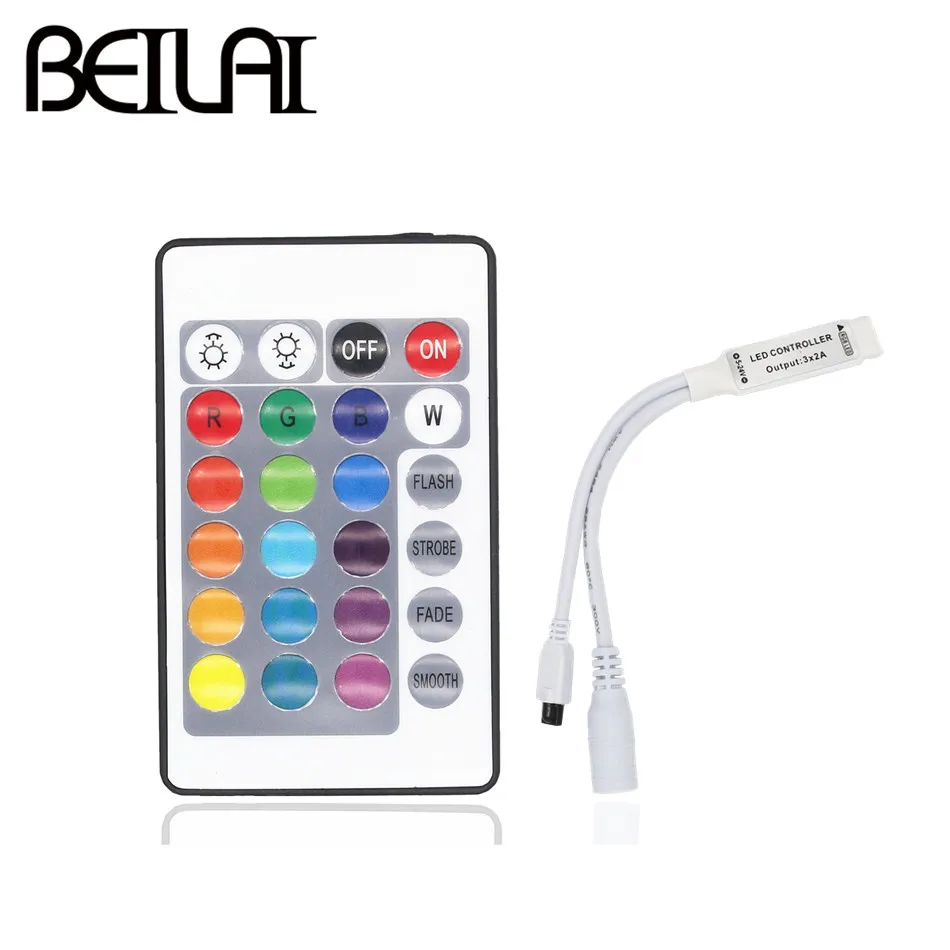 BEILAI DC 12V 24Key Mini LED RGB Controller IR Remote Control For SMD 5050 2835 3528 3014 RGB LED Strip Light Tape
BEILAI DC 12V 24Key Mini LED RGB Controller IR Remote Control For SMD 5050 2835 3528 3014 RGB LED Strip Light Tape