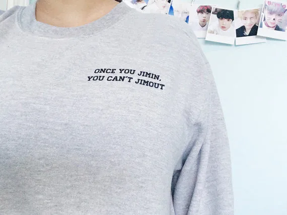 Once you Jimin you can't Jimout Crewneck Sweatshirt moletom do tumblr Jumper casual tops greys Unisex pullovers
Once you Jimin you can't Jimout Crewneck Sweatshirt moletom do tumblr Jumper casual tops greys Unisex pullovers