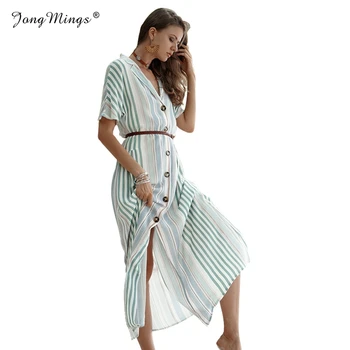Summer Short-sleeved Dress Women Fashion Stripe Printed Single-breasted Lapel Shirt Dress Casual Thin Style Long Dress Women
Summer Short-sleeved Dress Women Fashion Stripe Printed Single-breasted Lapel Shirt Dress Casual Thin Style Long Dress Women