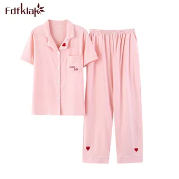 Fdfklak Women summer pijama sets cotton short sleeve women suits comfortable pajamas set female sleepwear pyjamas home clothes
Fdfklak Women summer pijama sets cotton short sleeve women suits comfortable pajamas set female sleepwear pyjamas home clothes