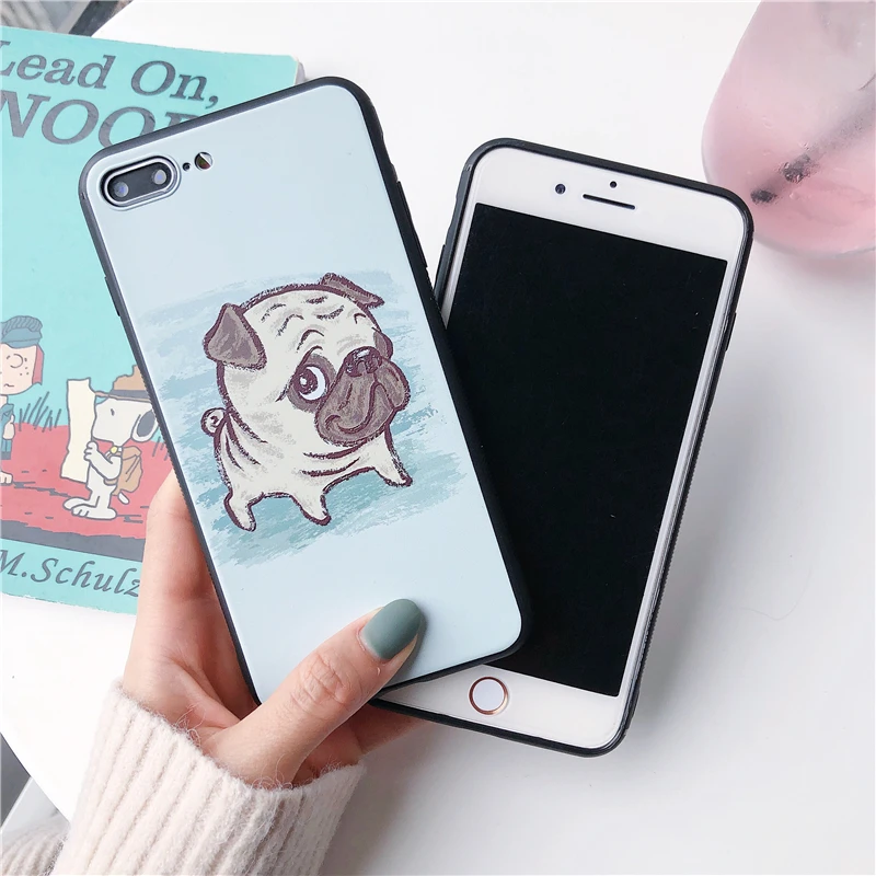 Lastest Fashion Painted Cute Cat Dog Couple Phone Case For iPhone X XS Max XR 8 7 6 6s Plus TPU Silicon Soft Cover Shell
