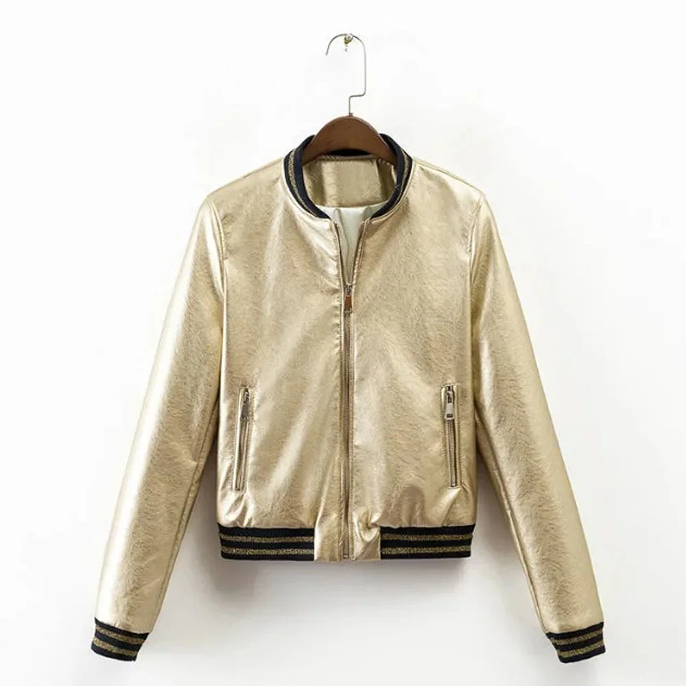 Stylish ZA Golden Silver Bright Metal Metallic Textured PU Faux Leather Jacket Bomber Baseball Pilots Outerwear Coat Tops femme
Stylish ZA Golden Silver Bright Metal Metallic Textured PU Faux Leather Jacket Bomber Baseball Pilots Outerwear Coat Tops femme