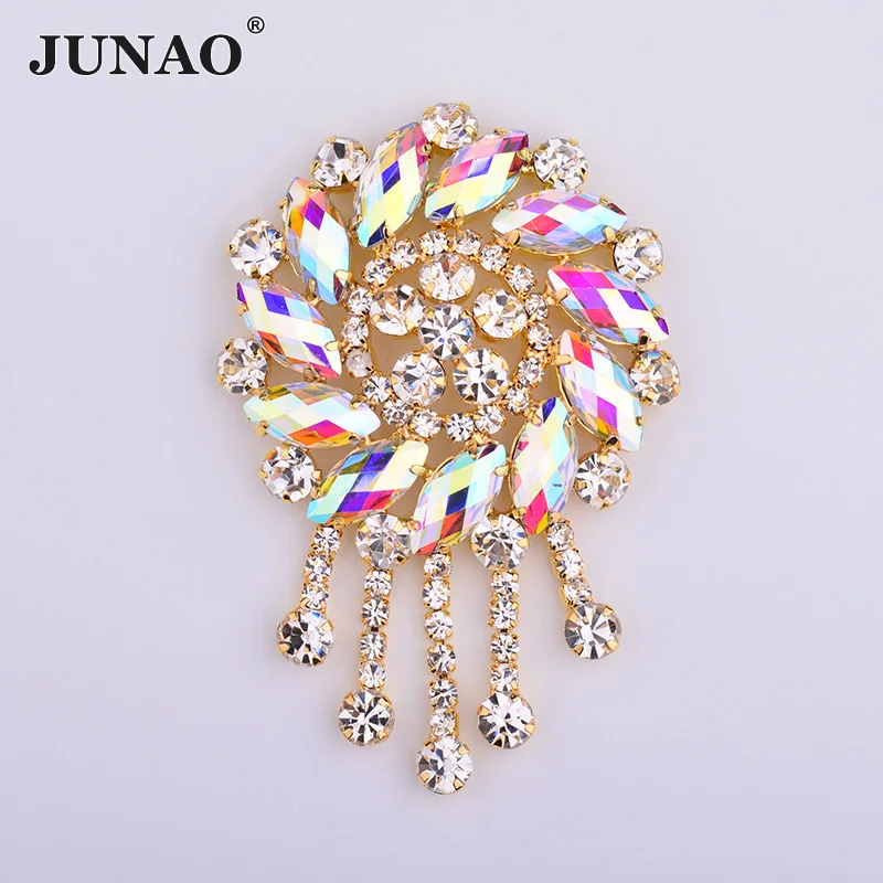 JUNAO 50*75mm Sew On Crystal AB Glass Rhinestone Fringe Flowers Applique Gold Claw Strass Flatback Crystal Stones for Shoe Dress
JUNAO 50*75mm Sew On Crystal AB Glass Rhinestone Fringe Flowers Applique Gold Claw Strass Flatback Crystal Stones for Shoe Dress