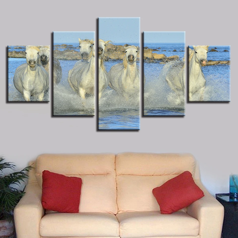 Home Wall Art Modern HD Print Decor Picture 5 Pieces Animals White Horse In The Water Running Landscape Modular Canvas Paintings
Home Wall Art Modern HD Print Decor Picture 5 Pieces Animals White Horse In The Water Running Landscape Modular Canvas Paintings