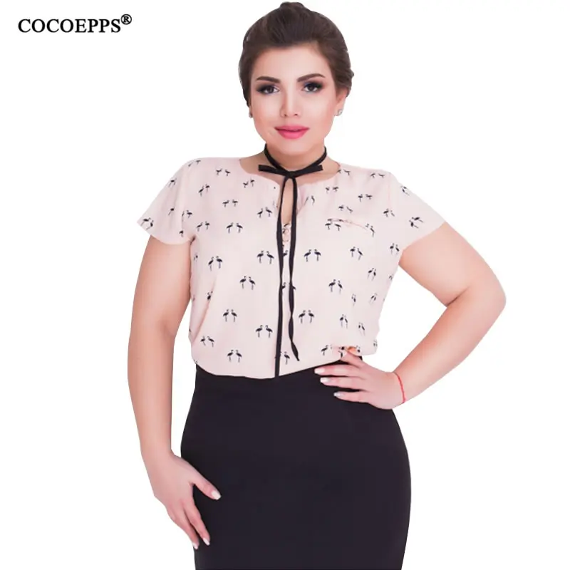 2019 Summer Blouse Plus Size Office Ladies Blouse Printed Big Size Short Sleeve Women Tops Pink Green Casual Large Size Shirts
2019 Summer Blouse Plus Size Office Ladies Blouse Printed Big Size Short Sleeve Women Tops Pink Green Casual Large Size Shirts