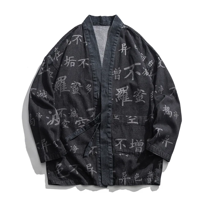 Chinese Buddhist Scripture Print Kimono Cardigan Japanese Kimono Men Jacket Streetwear Mens Kimono Denim Jacket Men DA081
Chinese Buddhist Scripture Print Kimono Cardigan Japanese Kimono Men Jacket Streetwear Mens Kimono Denim Jacket Men DA081
